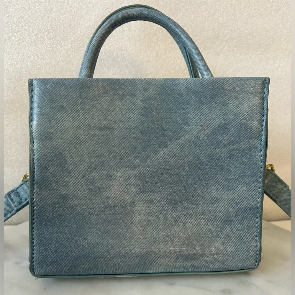 BRANDON BLACKWOOD EST END SYSTEMIC RACISM DENIM CANVIS MINI TOTE. RARE FIND. - Picture 6 of 8
